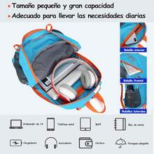 Mochila Ligera y Compacta para Viaje, Mochila plegable,Mochila Impermeable, Ligera para Senderismo Montañismo Escalada, Viaje, Ciclismo,Campismo Deportes al Aire Libre(plegable) - azul - Ver 2
