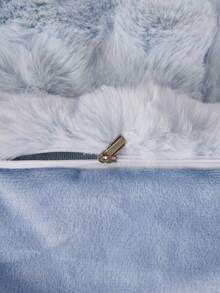 1个天蓝色仿毛皮装饰枕套（不含枕芯），现代法兰绒绒面抱枕套，拉链封口，适用于家居、沙发、客厅 - 淺藍色 - 查看 6