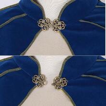 Women's Medieval Cloak Renaissance Velvet Cape With StandUp Collar Queen Princess Costume Halloween Christmasgift - Màu xanh lam - Xem 3