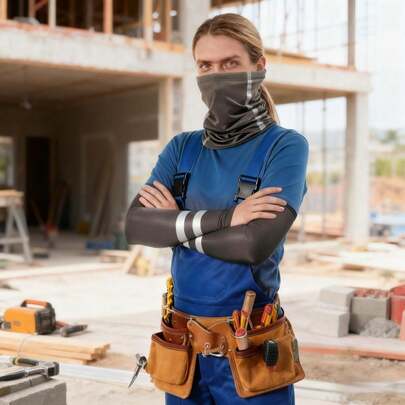 2 Pcs Safety Sunshade Bandana Headband Arm Sleeves With Reflective Strap Protect Your Safety