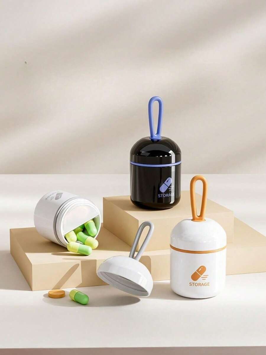 1 个迷你双隔层药盒 - 防潮密封设计，方便旅行或出差时携带个人药物 - 彩色 - 查看 1