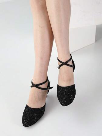 Flickor Latinamerikanska Dansskor Stängd Tå Spets Paljettdesign Dansskor Ballroom Salsa Tango Fest Övning Performance Dansskor