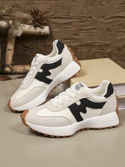 女士舒适系带运动鞋 - 轻便多功能休闲鞋，防滑橡胶鞋底，适合所有季节