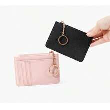 1 New Style Zippered Ladies' Coin Purse, Korean-Style Mini Keychain Small Wallet, 2-In-1 Multi-Card Slot Card Holder & Card Case. It Symbolizes The Delicate Orderliness Of Daily Storage, The Convenient Lightness Of Carrying Around And The Sweet Agility Of Matching Styles. Suitable For Ladies Who Pay Attention To Life Details