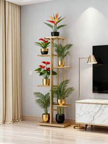 6/5/4 Tier Plant Stand - Home Garden Decor & Plant Storage Rack - Creative Pot Organizer Stunning Design, Perfect For Indoor/Outdoor Decor Space-Saving Indoor/Outdoor Plant Stand - 六層金色 - 查看 4