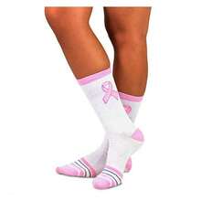 Breast Cancer Awareness Socks Women 3 Pair Pack - Pink Ribbon Crew Socks - Support Cause Comfortable Cotton- Gift For Her - Sizes 6-9 - 如圖686 - 查看 2
