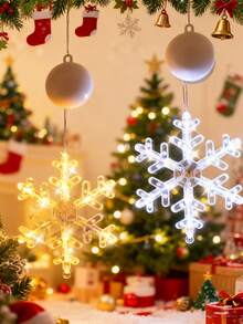 1 Stück Weihnachtsfenster Lichtdekoration, Weihnachtsdekoration LED Saugnapf Licht, Weihnachtsschneeflocken-förmiges LED Saugnapf Licht, batteriebetrieben für Innen- und Außendekoration, Weihnachtsbaum, Kamin, Fenster Dekoration, Raumdekoration (Batterie nicht enthalten)