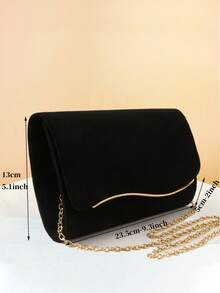 Large Capacity Elegant Velvet Clutch Evening Bag Metal Edge Decor Hand Bag With Chain For Prom, Banquet, Party, Party, Best Gift For Your Lover Ones