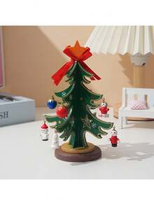 1PC DIY Wooden Mini Christmas Tree Kit With Ornaments - Handmade Festive Home Decor For Desk, Shelf & Christmas Gift Idea (Green & Red)​