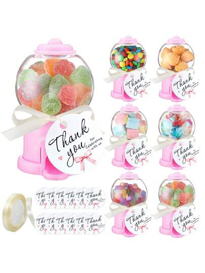 Set de 6/3/1 Máquina Gashapon Mini, Caja de Caramelos de 3.9 Pulgadas con Tarjetas y Cintas, Adecuado para Halloween, Navidad, Cumpleaños, Boda, Regalos de Baby Shower, Regalos, Recuerdos de Fiesta