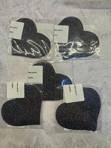 Adhesive Nipple Cover Heart Rhinestone Carnival Festival Nipple Cover - 黑色 - 查看 7