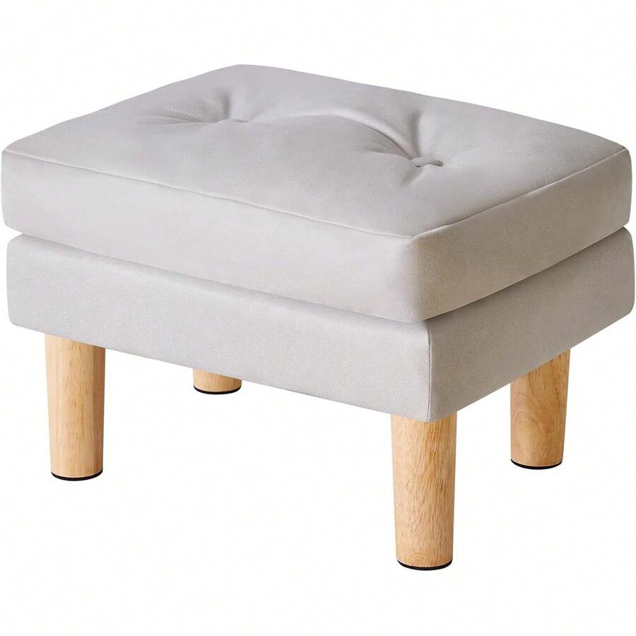 YMYNY Small Footstool Ottoman, Faux Leather Footrest With Sponge Padded Seat, Step Stool, Removable Soft Sofa Stool, Modern Change Shoes Stool 16.34" D * 12.4" W*12.6" H Gray UHBD041G