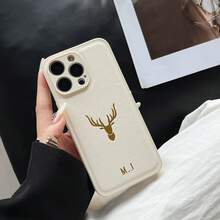 Ốp lưng điện thoại di động tùy chỉnh, Ốp lưng INS Da Hàn Quốc sang trọng Chống sốc Tên viết tắt cá nhân Khắc 3D DIY Chữ vàng Công nghệ dập nóng Ốp lưng da Quà tặng ngày lễ cho người yêu Bạn bè Gia đình Chính bạn - trắng - Xem 4