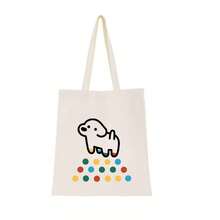 Cute Puppy And Colorful Polka Dot Tote Bag - A Lightweight, High-Quality White Shopping Bag Perfect For Women'S Weekends, Beach Outings, And Casual Trips, Featuring An Adorable Design And Durable Handles. - 1pc - View 6