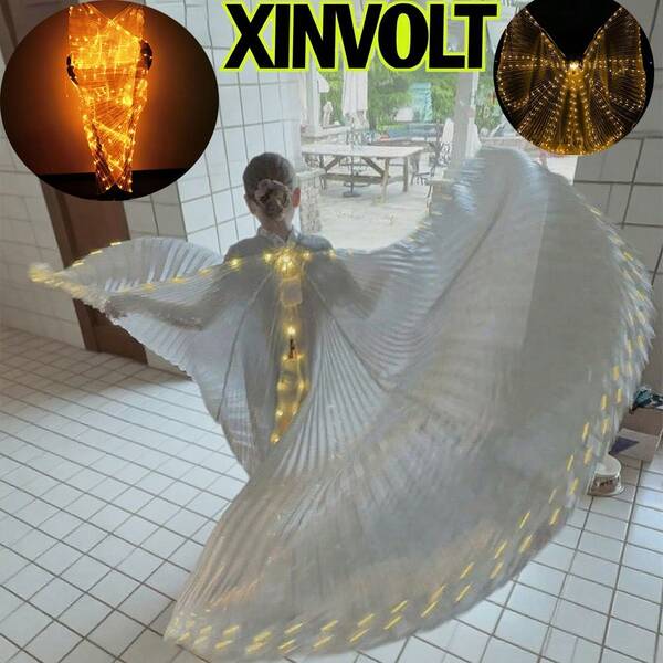 رداء رقص بأجنحة LED صفراء، متوفر بخيارات متعددة