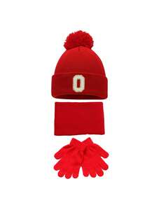 3 Stücke Kinder Winter Gestrickte Mütze, Schal und Handschuhe Set, Unisex Warmes Accessoire Set für Mädchen, Kinder