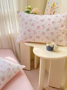 Bộ ga trải giường 4 món in hình hoa hồng Sakura màu hồng, kiểu dáng cung điện Pháp, bao gồm 1 vỏ chăn, 1 ga phủ, 2 vỏ gối, màu trơn, thích hợp sử dụng hàng ngày và cho ngày Valentine, 100% polyester, mềm mại (không bao gồm ruột chăn). - Màu Hồng Tươi - Xem 10