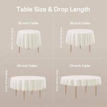 6 Pack Round Tablecloths 60 Inch Black Table Cloth Fit 20 To 38 Inch Tables, Washable Polyester Fabric Table Cover Wedding Party Reception Formal Events - Gói 6 ly tròn 70 inch + màu ngà - Xem 3