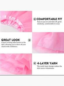 1pc Women Adult Fluffy 3-Layer Tulle Skirt With Lining, Retro 80s Christmas Run Party Ballet Costume, Puffy Tutu Skirt For Spring Summer Autumn Winter