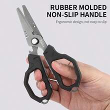 Tijeras de pesca profesionales de 6.4 pulgadas con hojas serradas duales, tijeras para línea de pesca trenzada con recubrimiento de titanio, agarre antideslizante y herramienta multifunción, incluye funda rígida moldeada con cierre, con abridor de botellas