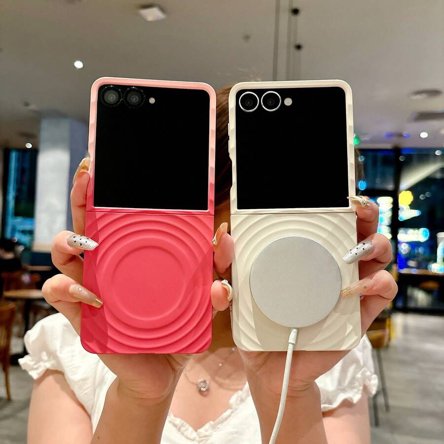 1pc Solid Color Magnetic Transparent Lightweight Popular Fashion Commute Business Foldable Phone Case Compatible With Samsung Galaxy Z Flip8 Galaxy Z Flip7 Galaxy Z Flip7 FE Galaxy Z Flip6 Galaxy Z Flip 5 Phone Case Protective Cover For Men And Women - Multicolor - View 1