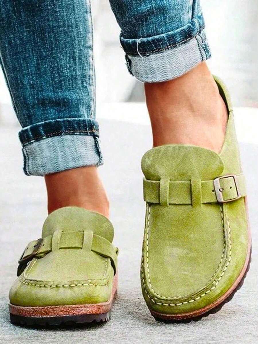 1 Pair New Design Flat Soft Bottom Sandals, Fashion Closed Toe Buckle Rubber Sole Outdoor Casual PU Leather Bohemian Retro Strap Slippers, Perfect Gift For Christmas, New Year, Birthday For Family, Friends Or Yourself (Recommend Ordering One Size Up)