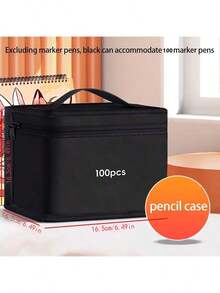 A Set Of 100 Markers, Including A Large-Capacity Storage Box, A Multifunctional Canvas Pen Holder, And A Portable Folding Pencil Case, Perfect As A Holiday Gift For Storing 100 Colored Pens(Only The Bag, No Marker)