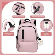 RFID Mochilas para estudiantes universitarios, Mochila de Viaje impermeable, Mochila para mujeres y hombres, Mochila para Laptop de 15.6 pulgadas, para escuela, viajes, oficina - rosa - Ver 3