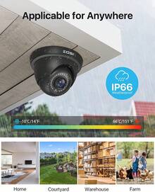 ZOSI 8CH 3K Lite H.265+ Security Camera System, 8pcs Wired 1080P Outdoor Indoor Weatherproof Dome Cameras, AI Human Vehicle Detection, 80ft Night Vision, 8 Channel CCTV DVR With NO Hard Drive - Xem 4