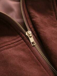 Chaqueta de vuelo de unicolor con textura de terciopelo - Burdeos - Ver 4