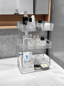 1 szt. 1/2/3-poziomowa skrzynka do przechowywania na biurko, półka łazienkowa, uchwyt na kubek, tacka, organizer na kosmetyki, przezroczysty organizer na biurko, łatwy w montażu, odpowiedni do biura, gabinetu, łazienki, sypialni, przechowywania przedmiotów, wystroju mebli, wystroju pokoju, akcesoriów łazienkowych