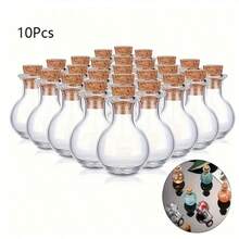 10 pièces Mini bouteilles en verre avec bouchon en liège, bouteille à souhait étoile cadeau, flacons de parfum miniatures sans parfum, bouteilles de dérive décoratives miniatures pour bouteille en verre avec bouchon, pour dérive, souhait, stockage de bonbons, décoration de cristaux et de gravier, flacons en verre ronds, pour l'artisanat, les faveurs de mariage, la décoration d'intérieur