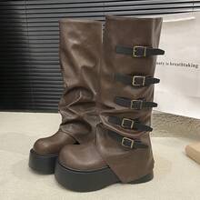 Women Over-The-Knee Boots - Brown - View 4