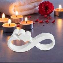 1pc Modern Minimalist White Infinity Symbol & Heart Decorative Accessory, Foam Board Desktop Decor, Suitable For Home Decor, Holiday Decor, Warm Wedding Theme Decor