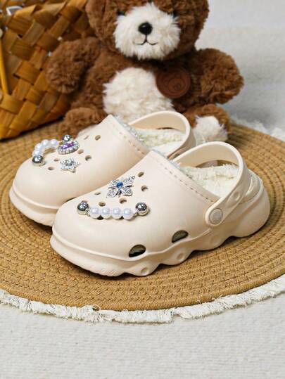 Warm Children's Winter Clogs: Comfortable Indoor Slippers With Plush Lining To Keep Children's Feet Cozy. Girls' Winter Garden Shoes: Non-Slip, Perfect For The Winter Season.
