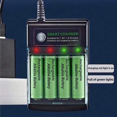 Pin sạc AA/AAA 1,5V, Bộ sạc USB - Dung lượng cao, Nguồn điện bền bỉ cho Đồ chơi điện tử, Điều khiển từ xa, Màn hình, Bàn chải đánh răng điện, Đèn dây, Đồ trang trí Giáng sinh, Đồ trang trí ngoài trời (Những loại pin này chỉ tương thích với bộ sạc này)