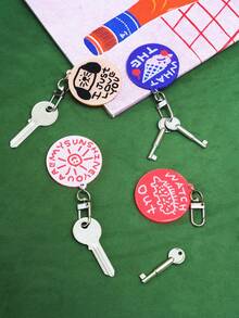 Joivida 6pcs Illustration Doodle Letter Puppy Design Acrylic Keychain Earphone Case Pendant Gifts Valentine's Day Car Accessories Bag Charm School Cartoon Cute Goth Y2k - Multicolor - View 2