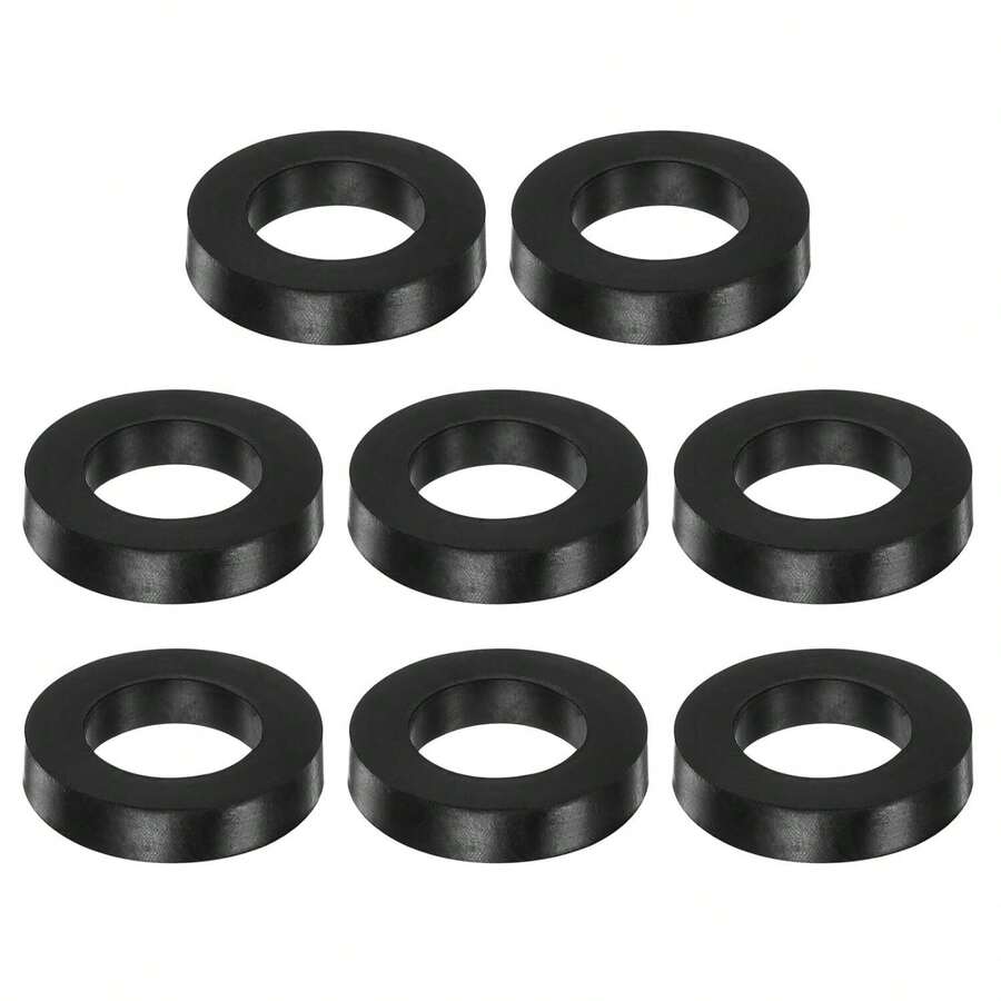 8 Black Rubber Gaskets 19mm OD 11mm ID, 3mm Thick Neoprene Round Vibration Damping Pads, Isolation Pads, Rubber Washers - Black - View 1