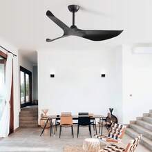 Sofucor Black 52-Inch Reversible Ceiling Fans With Remote Control Bedroom Ceiling Fans Curved Blades Downrod Ceiling Fan No Light With Reversible 6 Speeds Timer Fan - 黑色 - 查看 10