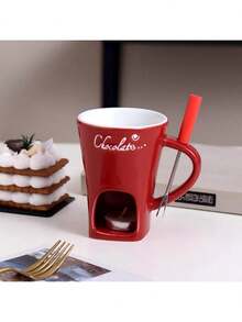 1-Piece Ceramic Chocolate Cheese Hot Pot Set - The Base Is Paired With A Ceramic Bowl, Suitable For Use On Valentine's Day, Parties, And Family Gatherings - No Need For Stove Heating, Easy To Clean Surface, Ideal Gift For Cheese, Chocolate, And Dessert Lovers, Modern Kitchen Utensils, Elegant Plates And Dishes, Butter Warmer, Essential For Home Cooking.