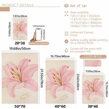 1 pieza Lienzo colgante, Pintura de lienzo de arte de lirio rosa: "Tu belleza florecerá para siempre" Arte de pared en lienzo, Arte de chica funky, Arte de cita inspiradora, Decoración del hogar. - Multicolor - Ver 11