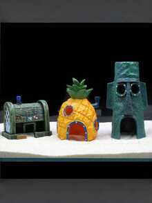 SpongeBob SquarePants 海绵宝宝菠萝屋鱼缸造景全套，小雕像，隐居屋，海绵宝宝装饰，鱼缸装饰 - 彩色 - 查看 9