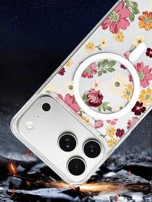 Phone Case For IPhone 17 Pro Max 17 Air Wireless Charging Magnetic Attraction With Floral Patterns Soft Shell - 無色 - 查看 12