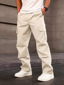 Boys' Casual Cargo Pants With Big Pockets, Fashion Outdoor Trousers, Minimalist Design, Spring/Autumn