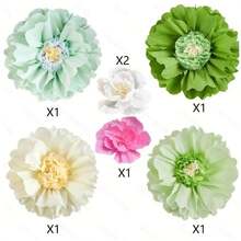 Oversized Artificial Colored Crepe Paper Flower Wall Decor, For Wedding Backdrop, Bridal Shower, Birthday Party Decoration, Carnival Party Supplies, Seasonal Celebration