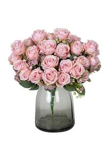 1/3/80 piezas Ramo de rosas de seda artificial, emparejado con frutas de espuma falsas, adecuado para decoración de primavera, ramo de novia del Día de San Valentín, jarrón de boda, decoración del hogar, fiesta, jardín, centro de mesa - Rosa Pálido - Ver 7