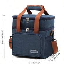 1PC Set Of Multi-Purpose Insulated Food Tote Bag With Multiple Colors And Double-Layer Heat-Resistant Lunch Bag, Suitable For Hot Dishes And Cold Drinks, Student School Supplies, Office Lunch Bags Or Home Picnic Coolers, Practical Household Items And Gift Creativity - 雙層-藏青色 - 查看 2
