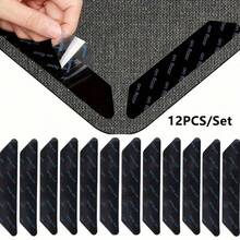 12pcs/Set Non-Slip Rug Gripper Suitable For Hardwood Floors And Tiles, Anti-Slip Rug Grips, Washable Carpet Tape, Rug Pads, Side Gripper For Home Safety & Comfort - Đen 12 chiếc - Xem 1