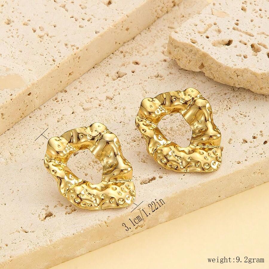 Pendientes de botón personalizados creativos, serie geométrica, labios, corazón sencillo, corazón doble, mariposa chapada en oro de acero inoxidable