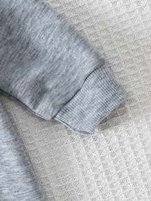 Infant Boys' Solid Color Ribbed Crew Neck Long Sleeve Jumpsuit, Thick For Autumn/Winter